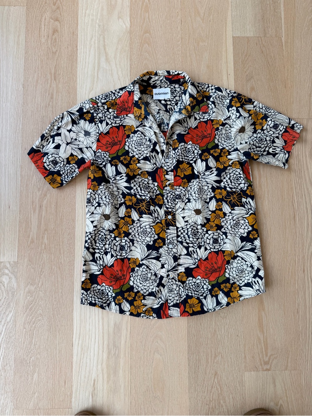 Dushyant Floral Short-Sleeve Button-Down Shirt XL - Picture 3 of 6